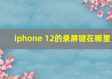 iphone 12的录屏键在哪里